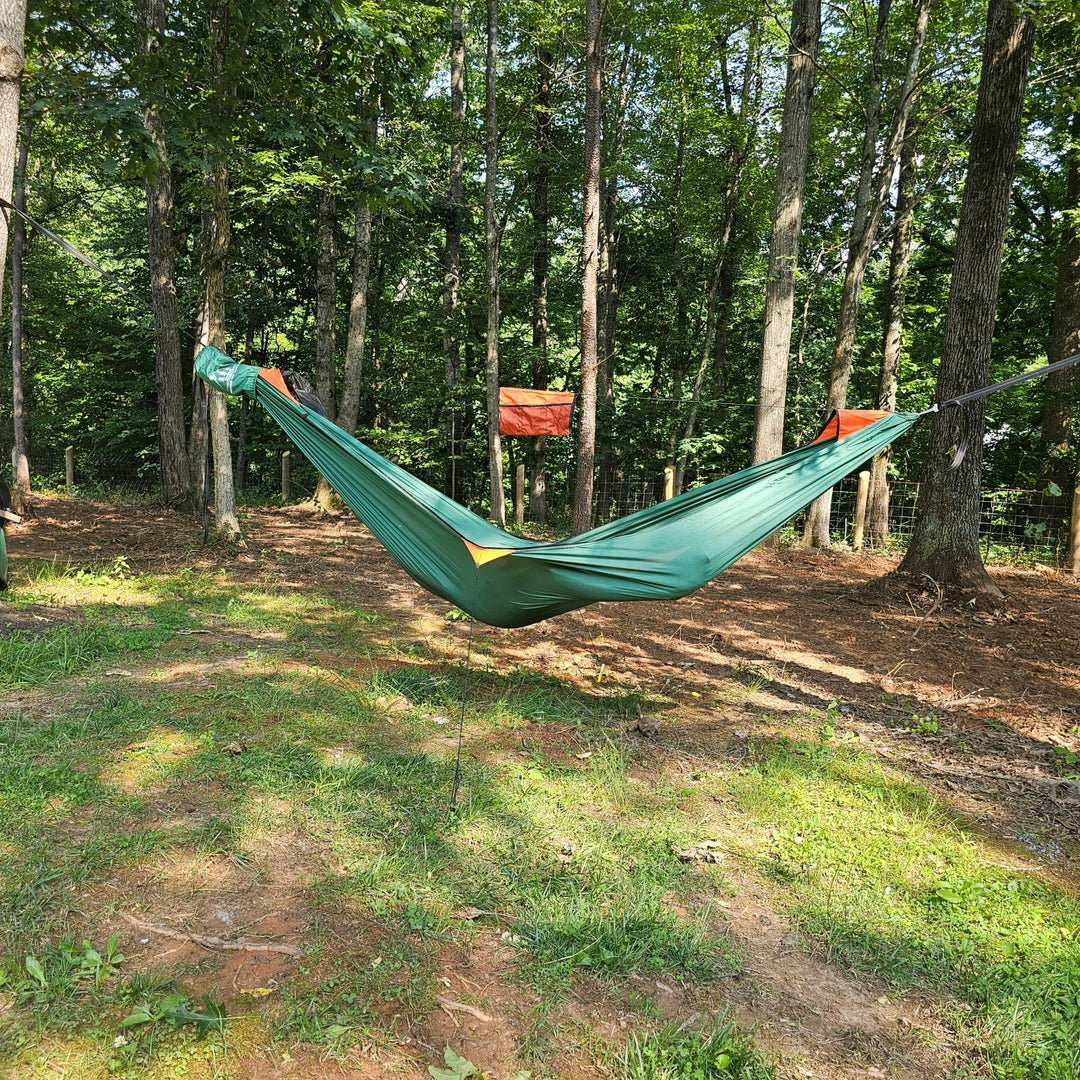 REM Hammock – 11' Camping Hammock with Bug Net, Cinch Buckles, Ridgeline Organizer, Underquilt Clips & Hanging High Hugger Straps - Hanging High Hammocks