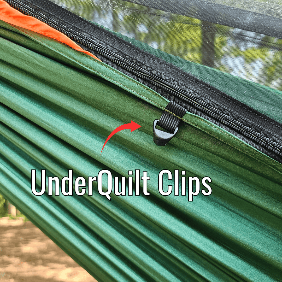 REM Hammock – 11' Camping Hammock with Bug Net, Cinch Buckles, Ridgeline Organizer, Underquilt Clips & Hanging High Hugger Straps - Hanging High Hammocks