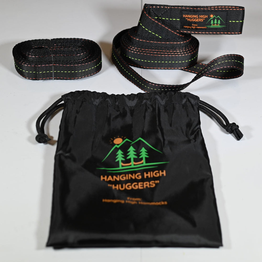 Hammock Tree Straps- Hanging High "Huggers"- Lightweight Hammock Camping Tree Straps (Pair) - Hanging High Hammocks