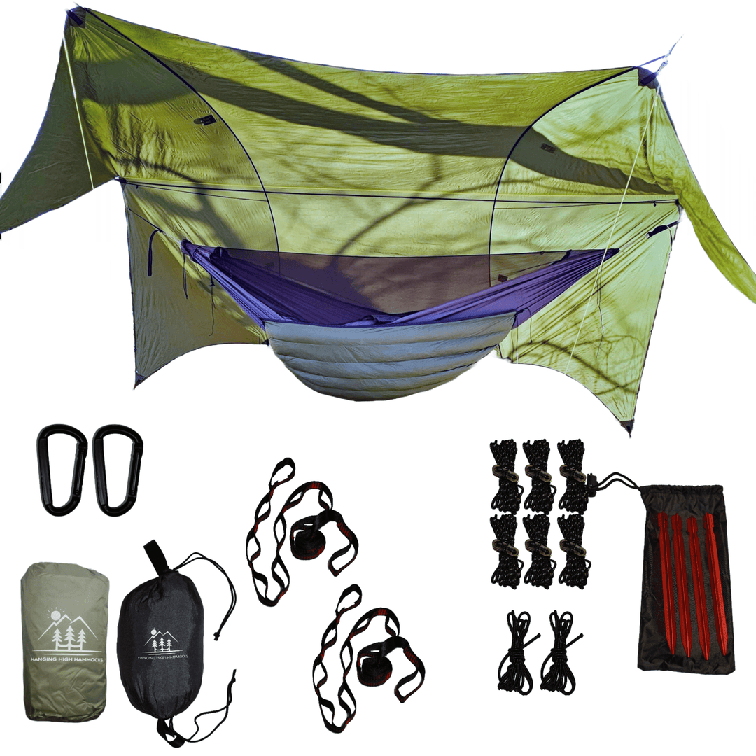 Ultimate Hammock Bundle – REM Hammock, Hideaway Tarp & Underquilt – Perfect for Your Next Adventure! - Hanging High Hammocks