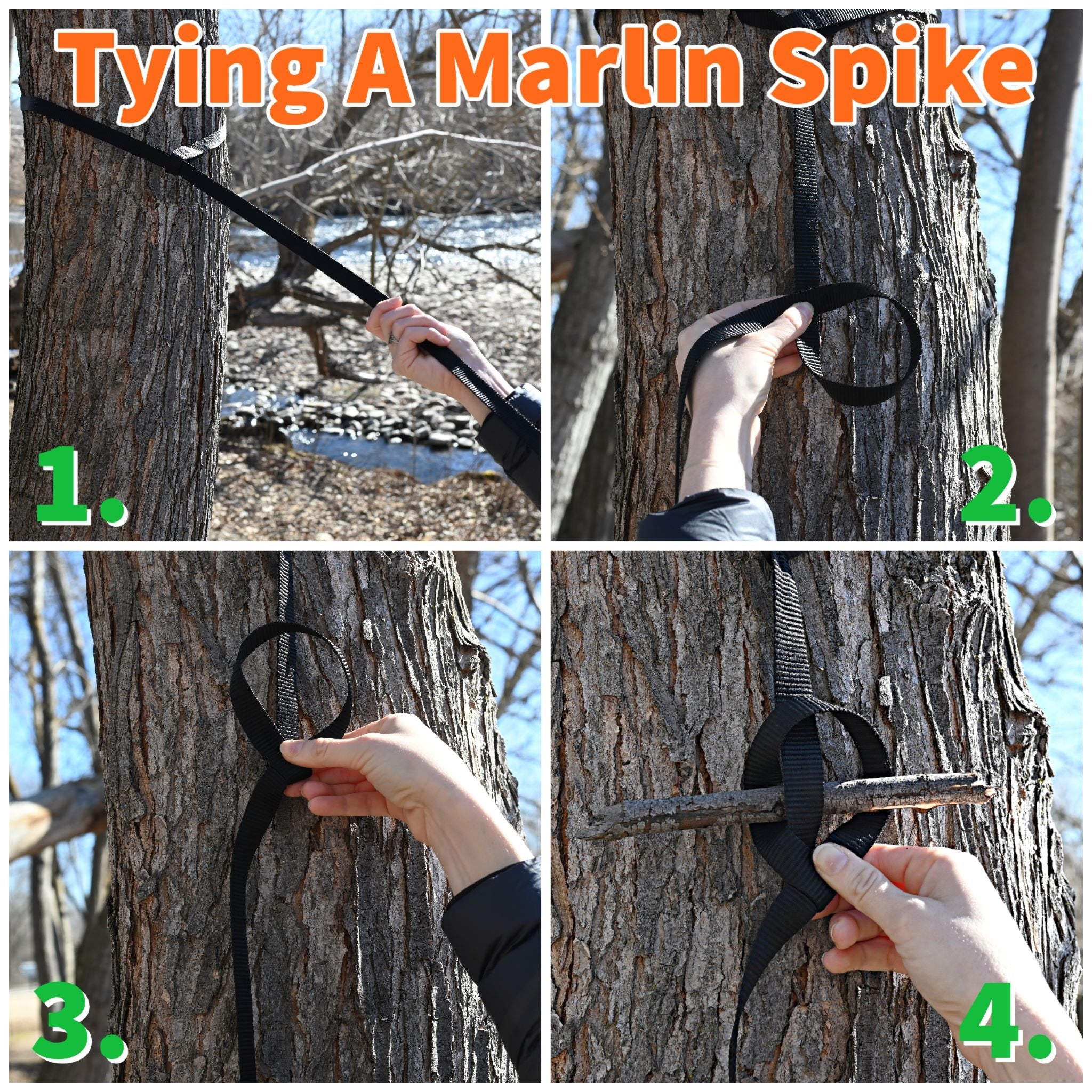 Tying hammock to outlet tree